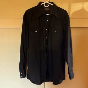 Men’s Pendleton Black Wool Canyon Pearl Snap Western Shirt L